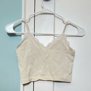 Cream Lace Trim Crop Top